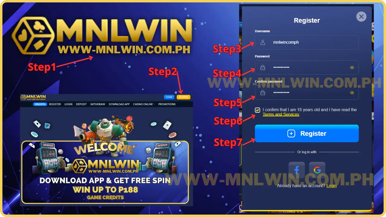 7 Steps Registration Guide MNLWIN Casino Easy